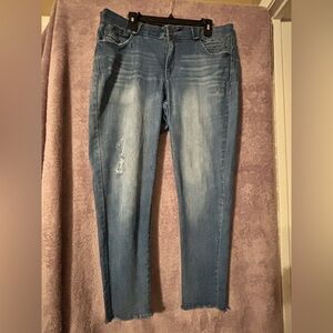 Trendy/Stylish Stretch Democracy Distressed Blue  Jeans 11” Rise Size 16